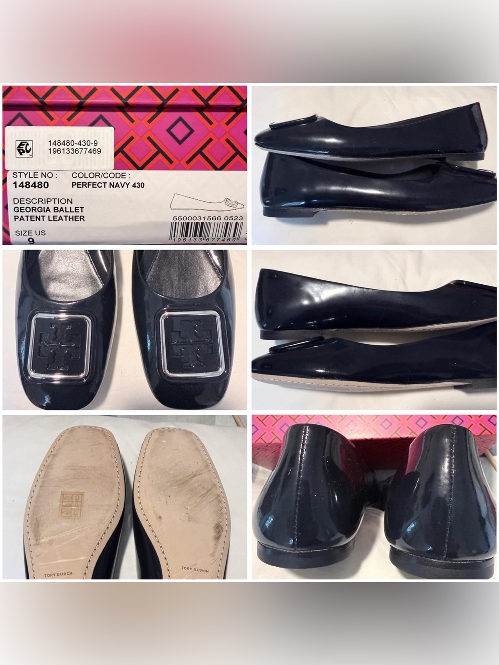 Tory Burch Patent Leather Ballet Flats in Navy